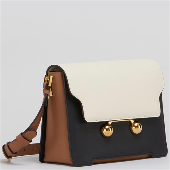 Marni Trunkaroo Medium Shoulder Bag, Shell/Black/Cinnamon